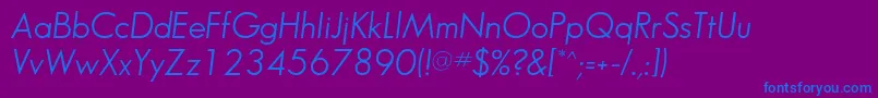 SansserifbookflfItalic Font – Blue Fonts on Purple Background
