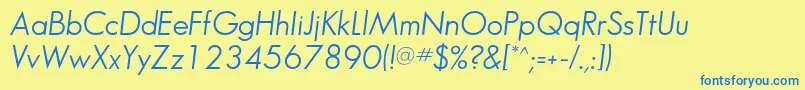 フォントSansserifbookflfItalic – 青い文字が黄色の背景にあります。
