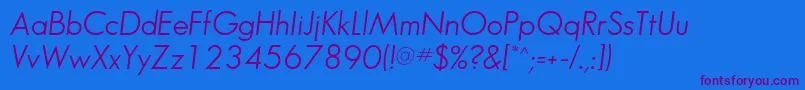 SansserifbookflfItalic Font – Purple Fonts on Blue Background