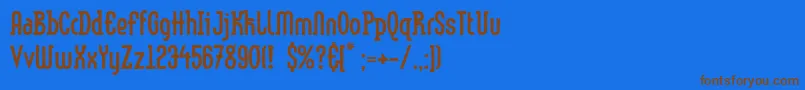 フォントLinotypemethodEroded – 茶色の文字が青い背景にあります。