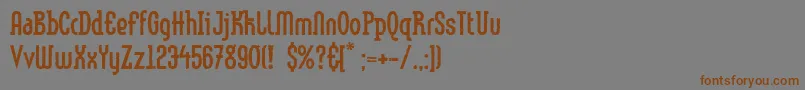 フォントLinotypemethodEroded – 茶色の文字が灰色の背景にあります。