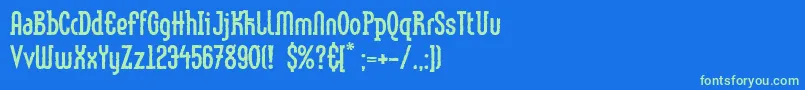 Police LinotypemethodEroded – polices vertes sur fond bleu