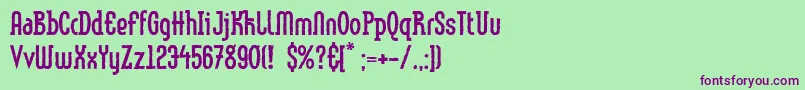 フォントLinotypemethodEroded – 緑の背景に紫のフォント