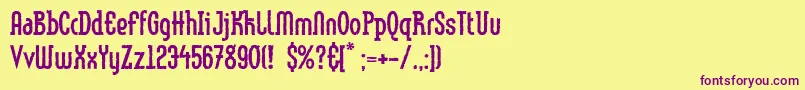 Fonte LinotypemethodEroded – fontes roxas em um fundo amarelo