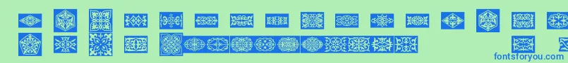 Prt Ornament4 Font – Blue Fonts on Green Background