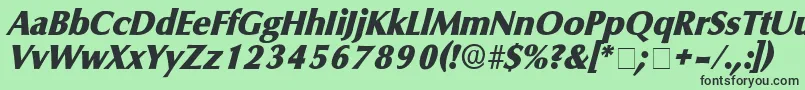 Шрифт GlyphSsiItalic – чёрные шрифты на зелёном фоне