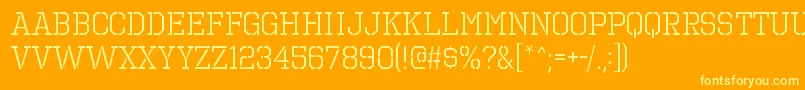 Подробнее о шрифте OctinprisonbkRegular Шрифт OctinprisonbkRegular – жёлтые шрифты на оранжевом фоне