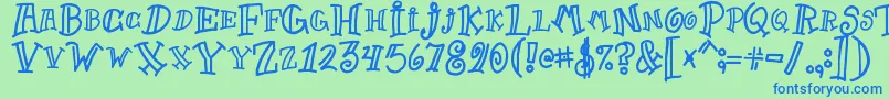 Goofball Font – Blue Fonts on Green Background