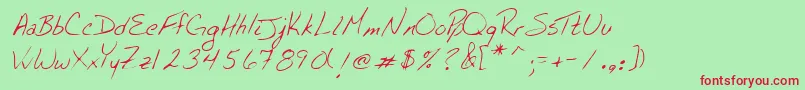 フォントLehn054 – 赤い文字の緑の背景