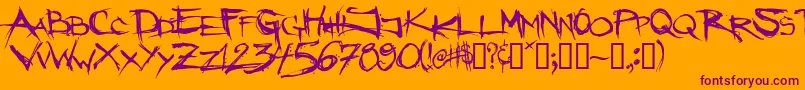 Angryblue-fontti – violetit fontit oranssilla taustalla