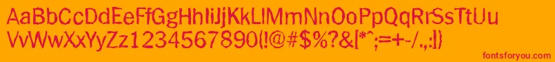 PlymouthrandomRegular-Schriftart – Rote Schriften auf orangefarbenem Hintergrund