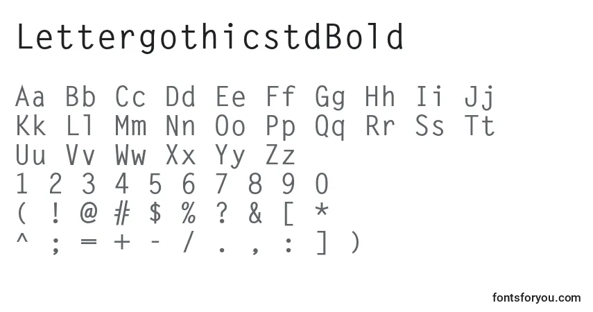 Шрифт LettergothicstdBold – алфавит, цифры, специальные символы