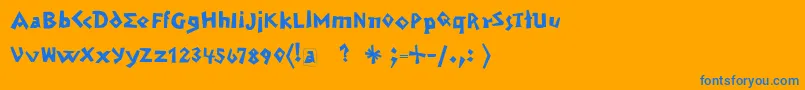 フォントMendelsohnstochter – オレンジの背景に青い文字