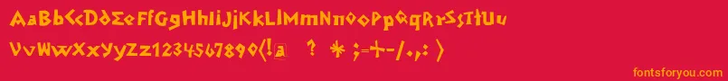 フォントMendelsohnstochter – 赤い背景にオレンジの文字