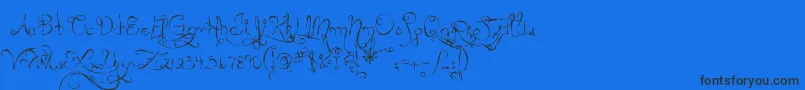 MtfQueenOfSketchyland-Schriftart – Schwarze Schriften auf blauem Hintergrund