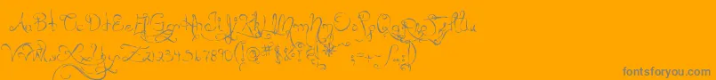 MtfQueenOfSketchyland-Schriftart – Graue Schriften auf orangefarbenem Hintergrund