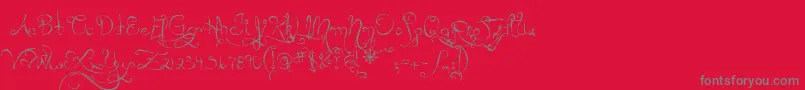 Fonte MtfQueenOfSketchyland – fontes cinzas em um fundo vermelho