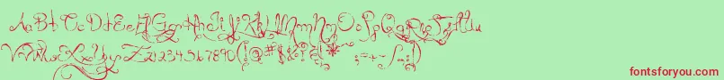 MtfQueenOfSketchyland Font – Red Fonts on Green Background