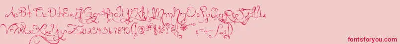 MtfQueenOfSketchyland-Schriftart – Rote Schriften auf rosa Hintergrund
