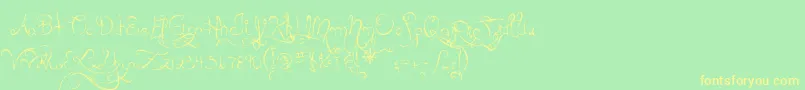 Шрифт MtfQueenOfSketchyland – жёлтые шрифты на зелёном фоне
