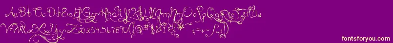 MtfQueenOfSketchyland-Schriftart – Gelbe Schriften auf violettem Hintergrund