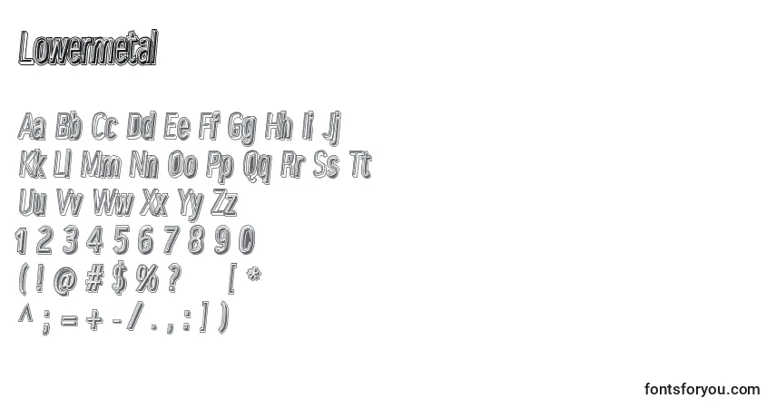Schriftart Lowermetal – Alphabet, Zahlen, spezielle Symbole