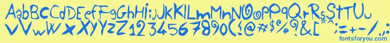 Yellowjug-Schriftart – Blaue Schriften auf gelbem Hintergrund