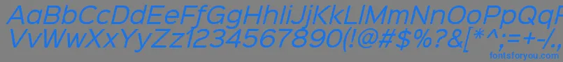 Fonte Sinkinsans400italic – fontes azuis em um fundo cinza