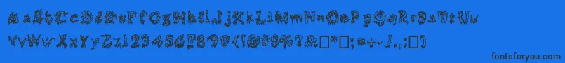 Squelettics-Schriftart – Schwarze Schriften auf blauem Hintergrund