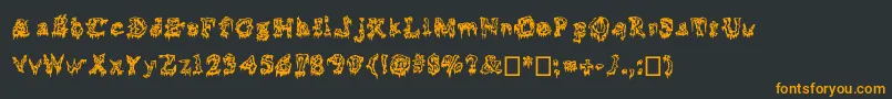 Squelettics-Schriftart – Orangefarbene Schriften auf schwarzem Hintergrund