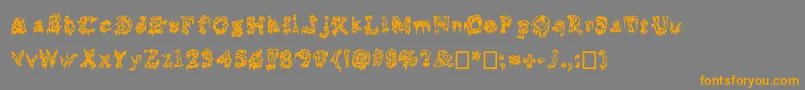 Squelettics-Schriftart – Orangefarbene Schriften auf grauem Hintergrund