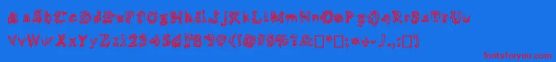 Squelettics Font – Red Fonts on Blue Background