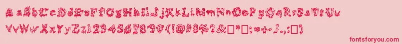 Squelettics-Schriftart – Rote Schriften auf rosa Hintergrund