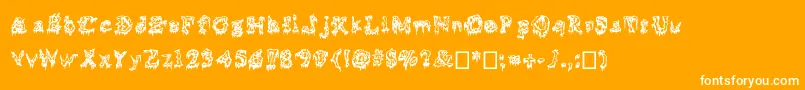 Squelettics-Schriftart – Weiße Schriften auf orangefarbenem Hintergrund