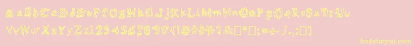 Squelettics-Schriftart – Gelbe Schriften auf rosa Hintergrund