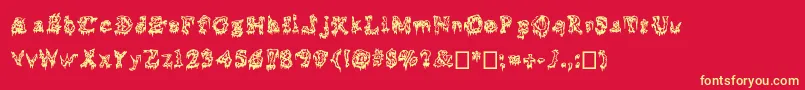 Squelettics Font – Yellow Fonts on Red Background
