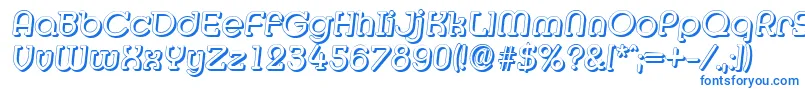 MexicoshadowItalic-Schriftart – Blaue Schriften auf weißem Hintergrund