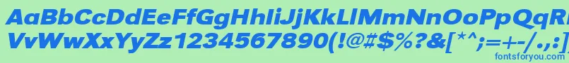フォントUrwgrotesktextwidBoldOblique – 青い文字は緑の背景です。