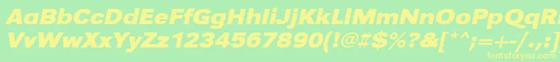 UrwgrotesktextwidBoldOblique-Schriftart – Gelbe Schriften auf grünem Hintergrund