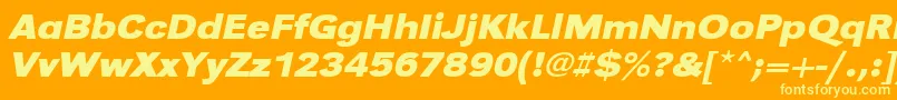Шрифт UrwgrotesktextwidBoldOblique – жёлтые шрифты на оранжевом фоне