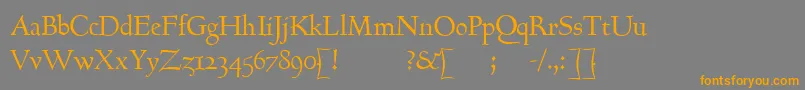 フォントGoundyhundredItalic – オレンジの文字は灰色の背景にあります。