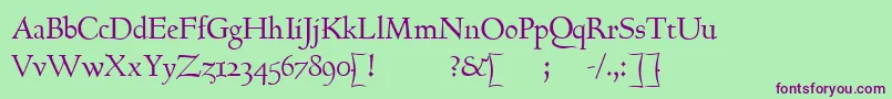 GoundyhundredItalic-Schriftart – Violette Schriften auf grünem Hintergrund