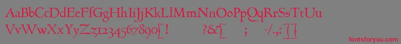 フォントGoundyhundredItalic – 赤い文字の灰色の背景