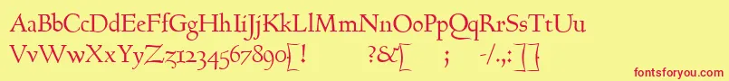 GoundyhundredItalic Font – Red Fonts on Yellow Background