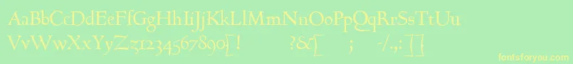 フォントGoundyhundredItalic – 黄色の文字が緑の背景にあります