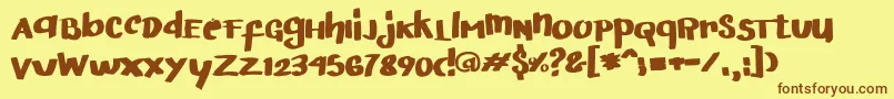 ArigatoHandwritten Font – Brown Fonts on Yellow Background