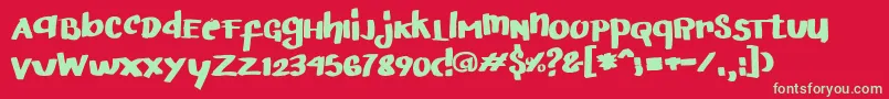 フォントArigatoHandwritten – 赤い背景に緑の文字