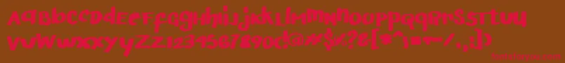 ArigatoHandwritten-Schriftart – Rote Schriften auf braunem Hintergrund