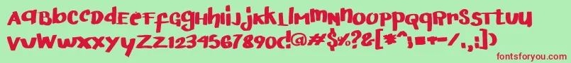 ArigatoHandwritten Font – Red Fonts on Green Background