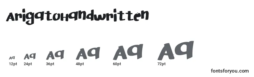 ArigatoHandwritten Font Sizes